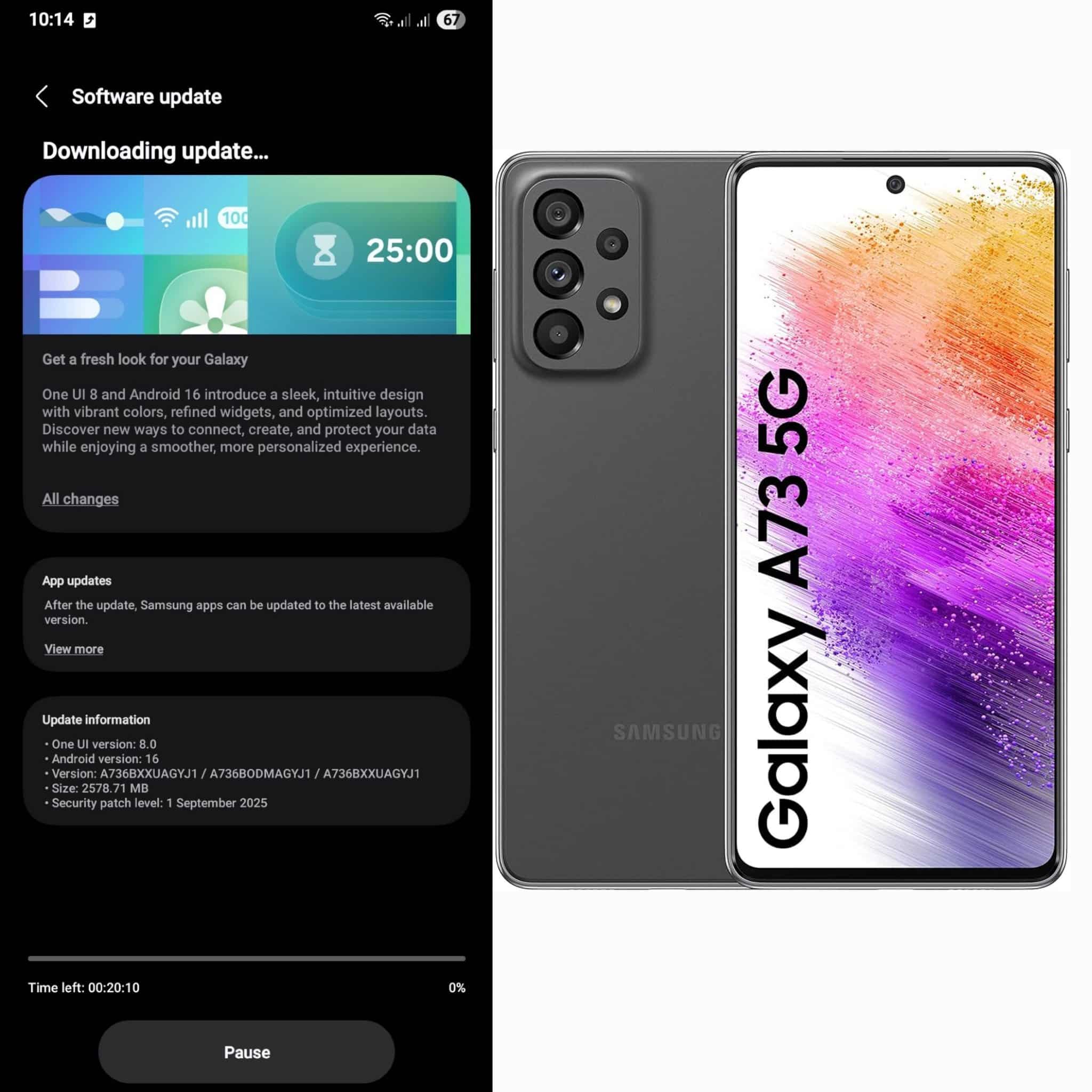 Galaxy A73 One UI 8 India