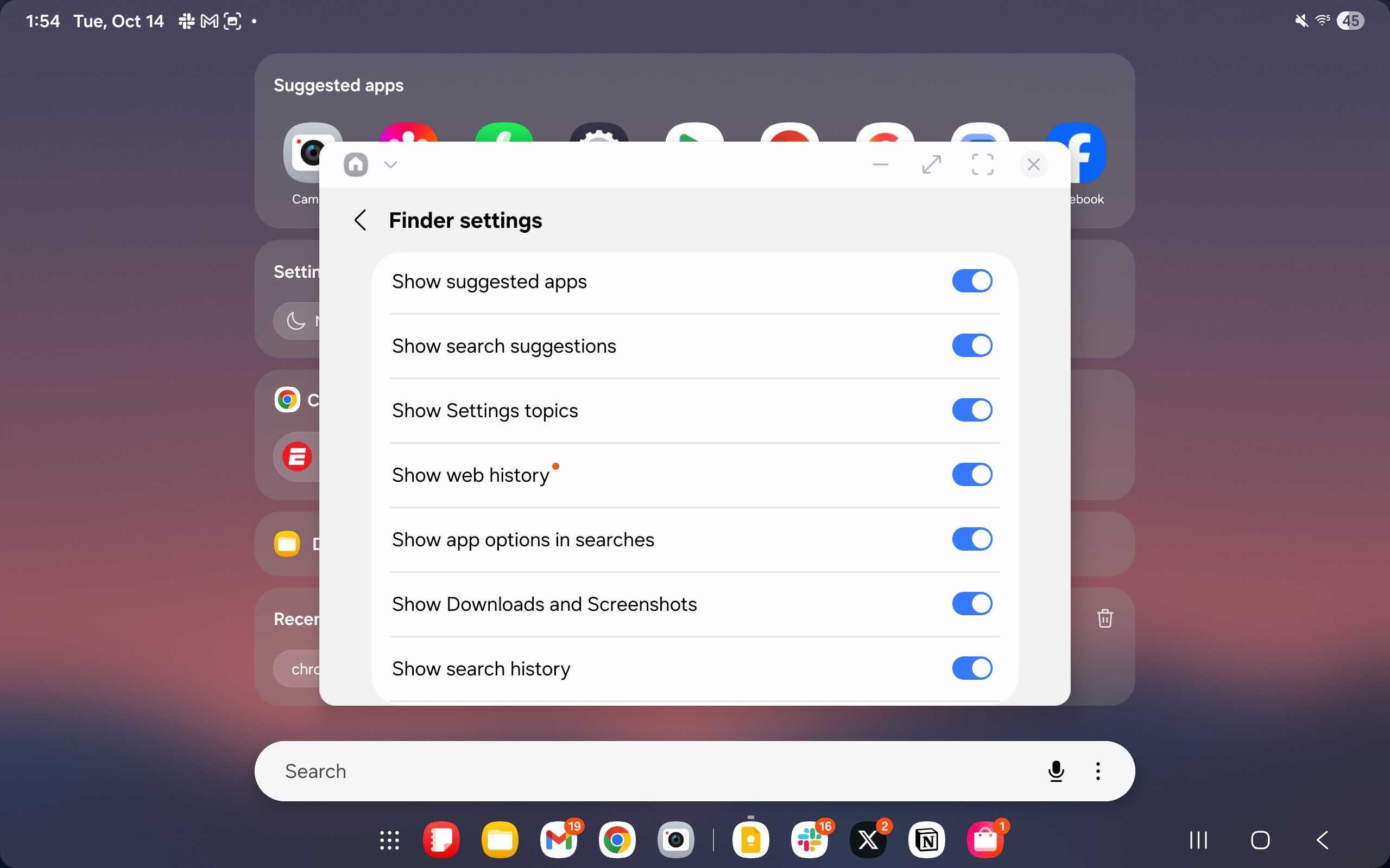 Chrome Galaxy Tab open tabs