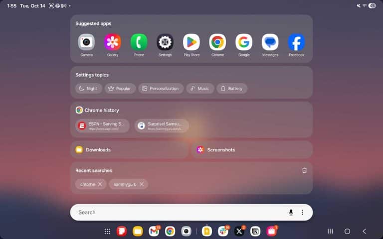Chrome Galaxy Tab open tabs