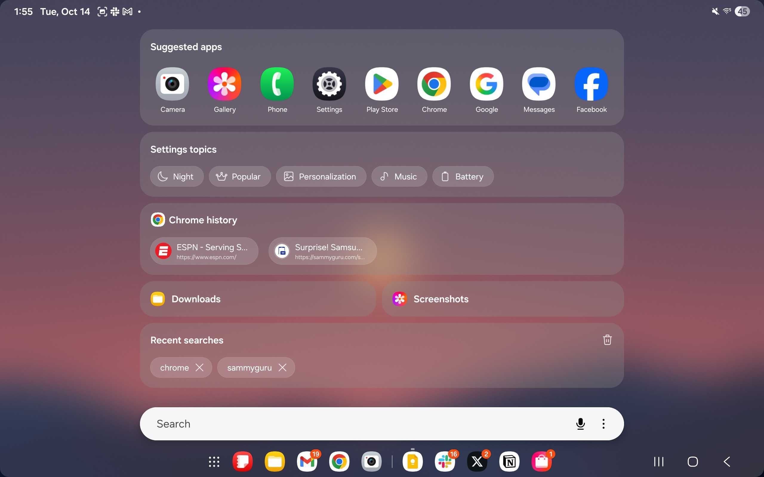 Chrome Galaxy Tab open tabs