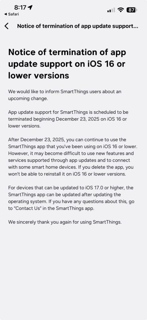 Samsung-SmartThings-App-iOS-iPhone-Ending-Support-iOS-16-Or-Older-iPhone-X-And-iPhone-8-Or-Older-scaled