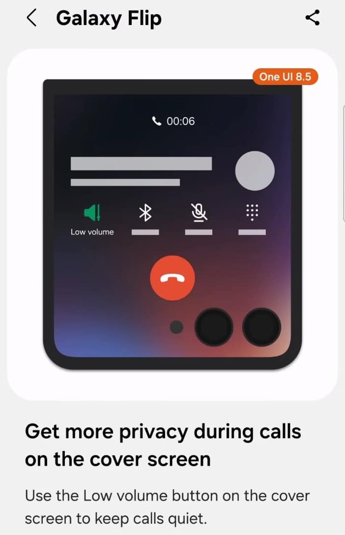 Galaxy Z Flip 7 Call Privacy via Abhijeet Mishra/Youtube