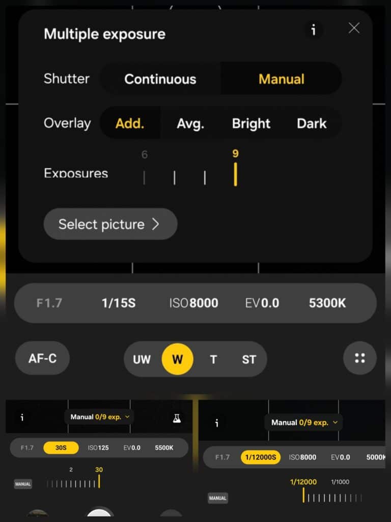 Multi-Exposure settings 