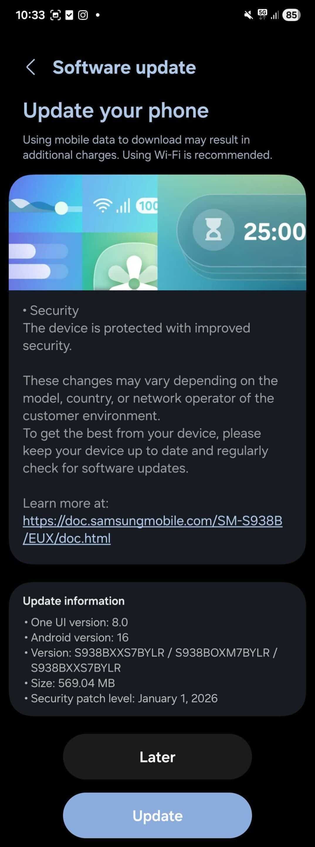 Galaxy S25 January 2026 Security Update Europe