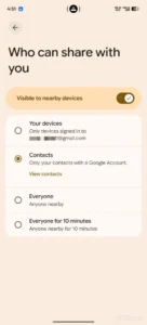 Quick Share old options
