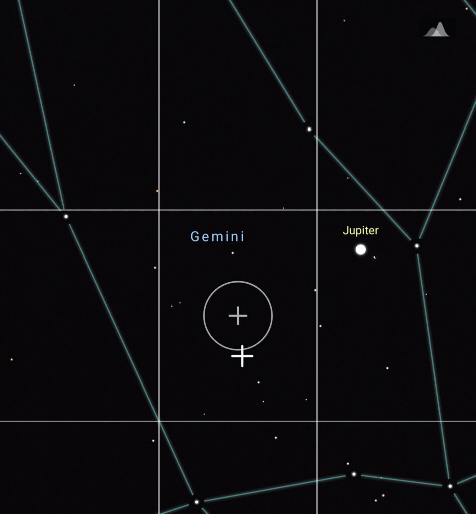 Jupiter in city light and air pollution