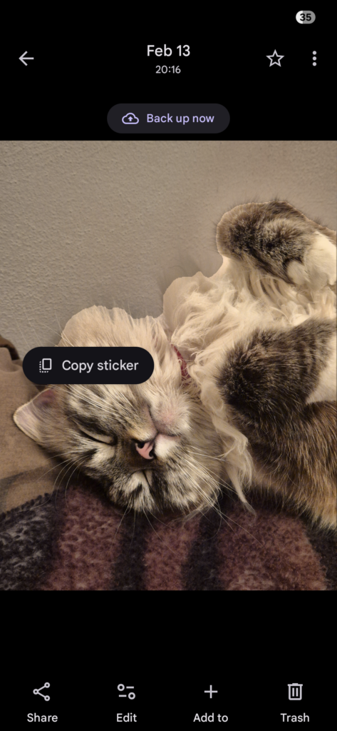 Google Photos sticker feature