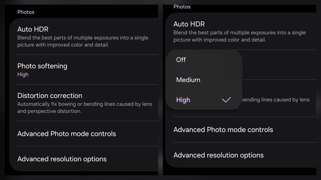 Camera Assistant settings