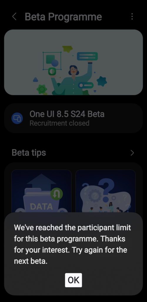 Galaxy S24 One UI 8.5 beta closed India