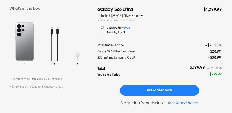 Galaxy S26 Ultra best trade-in deal