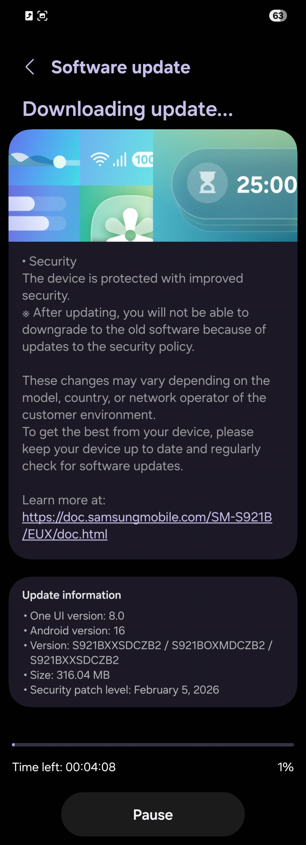 Galaxy S24 (Exynos) February 2026 update