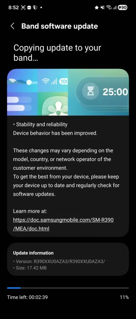 Galaxy Fit 3 software update